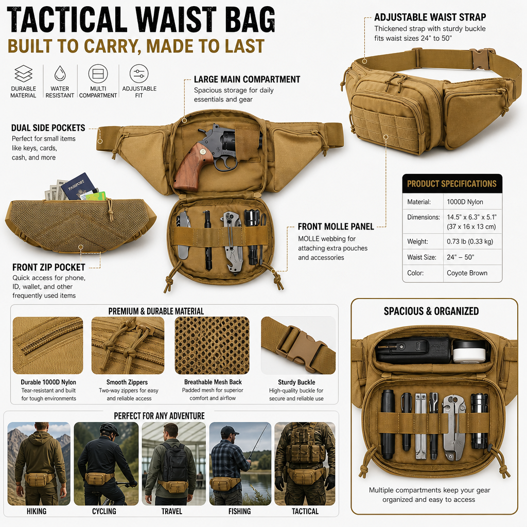 Tactical Waist Pack Outdoor Hi - مراجعة Running Zwift وسعره