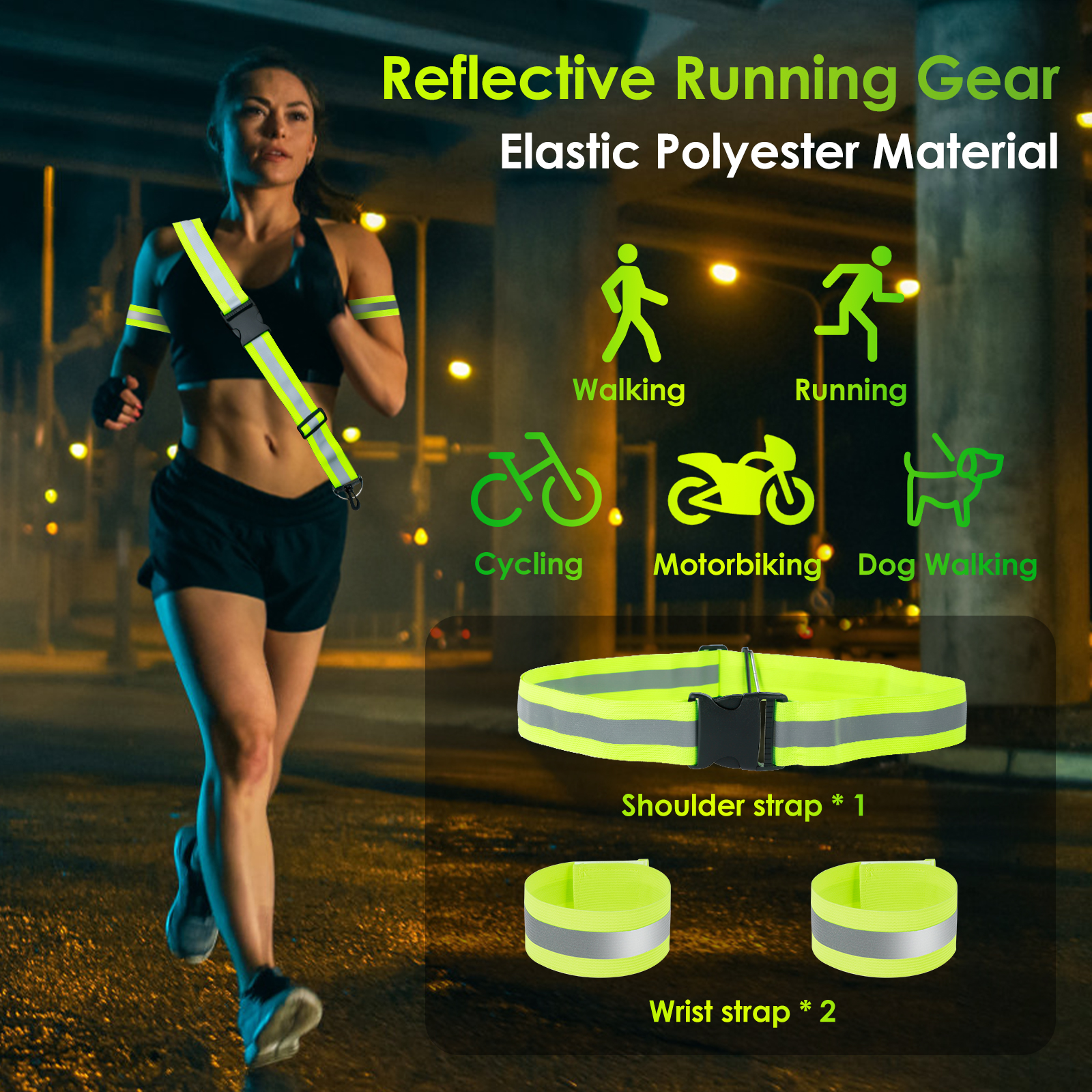 3pcs Reflective Sash for Walki - مراجعة Running Gear Night وسعره